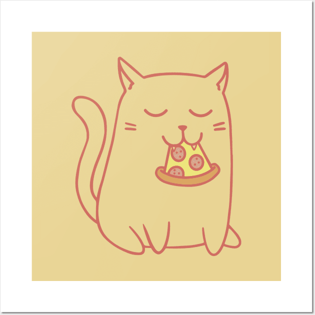 Cat Eating Pizza Wall Art by Bruno Pires